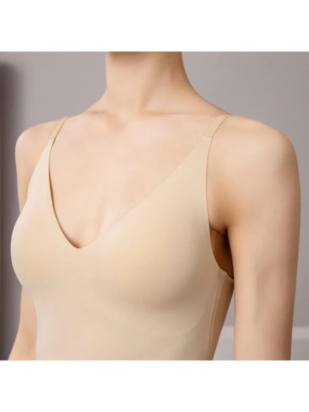 Women's Cream Fit Camisole with Built in Bra - Spaghetti Straps Camis Tank